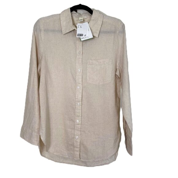 H&M Premium Linen & Cotton Blend Button Down Shirt XS - NEW - Picture 1 of 14